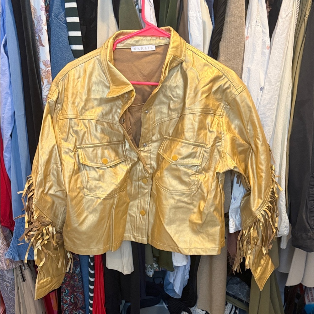 Karlie Gold Leather Fringe Jacket